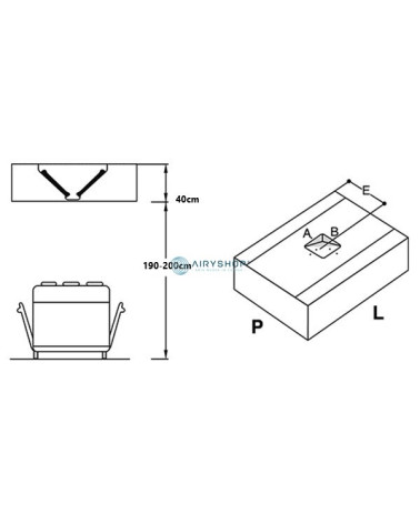 CAPPA CENTRALE CUBICA - PROFONDITÀ 140 NON MOTORIZZATA IN SENZA FARETTI