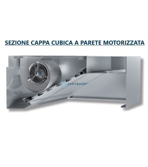 CAPPA A PARETE CUBICA - PROFONDITÀ 110 MOTORIZZATA IN CON FARETTI