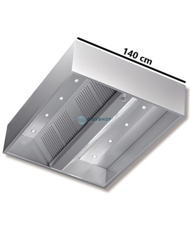 CAPPA CENTRALE CUBICA - PROFONDITÀ 140 MOTORIZZATA IN CON FARETTI