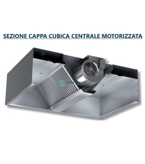 CAPPA CENTRALE CUBICA - PROFONDITÀ 140 MOTORIZZATA IN CON FARETTI