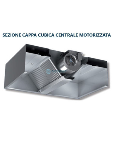 CAPPA CENTRALE CUBICA - PROFONDITÀ 140 MOTORIZZATA IN CON FARETTI