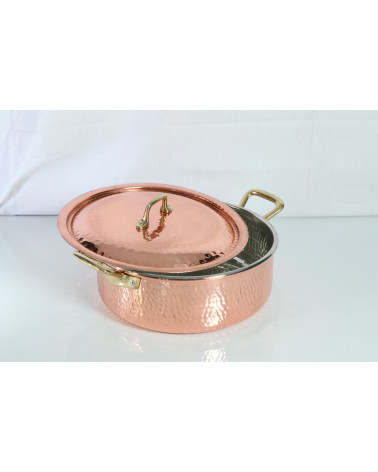Mezza Casseruola Rame 2Man. C/Cop 32cm